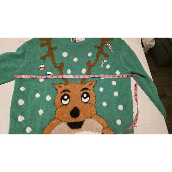 Ugly Christmas Sweater Reindeer Mens Large Christmas Ornaments Xmas Party - Picture 4 of 7